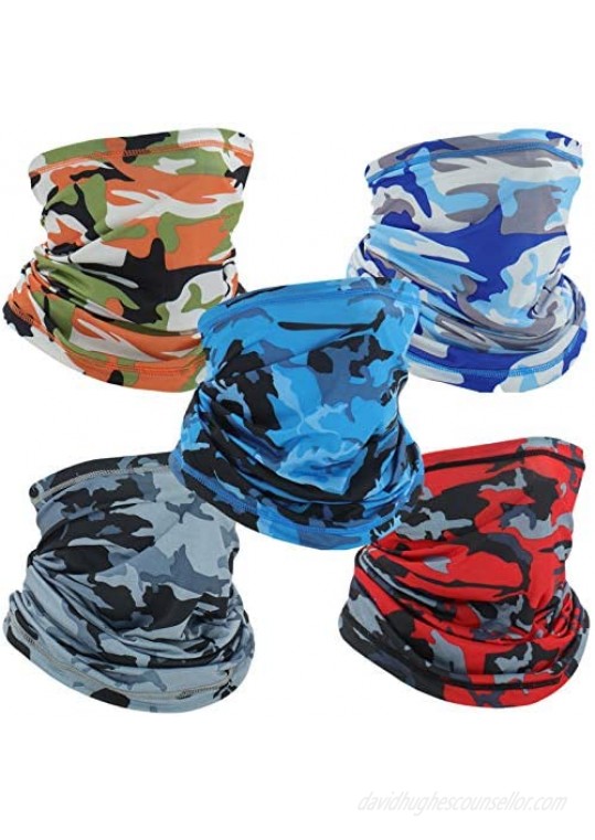 Neck Gaiter Face Mask Mens Womens Balaclavas Uv Face Shield Cloth Face Cover Scarf Bandanas Multipurpose Headwear 5 Pack…
