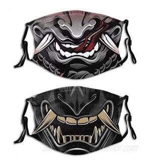 Oni Samurai Face Mask with Filters  Washable Reusable Scarf Balaclava for Women Men Adult Teens