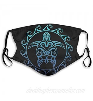pengyong Face Mask with Filter Adult Ocean Blue Hawaiian Sea Turtle Graphic Print Outdoor Balaclava Bandana with Filter