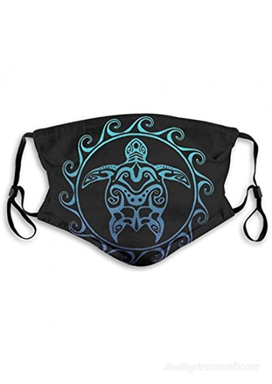 pengyong Face Mask with Filter Adult Ocean Blue Hawaiian Sea Turtle Graphic Print Outdoor Balaclava Bandana with Filter