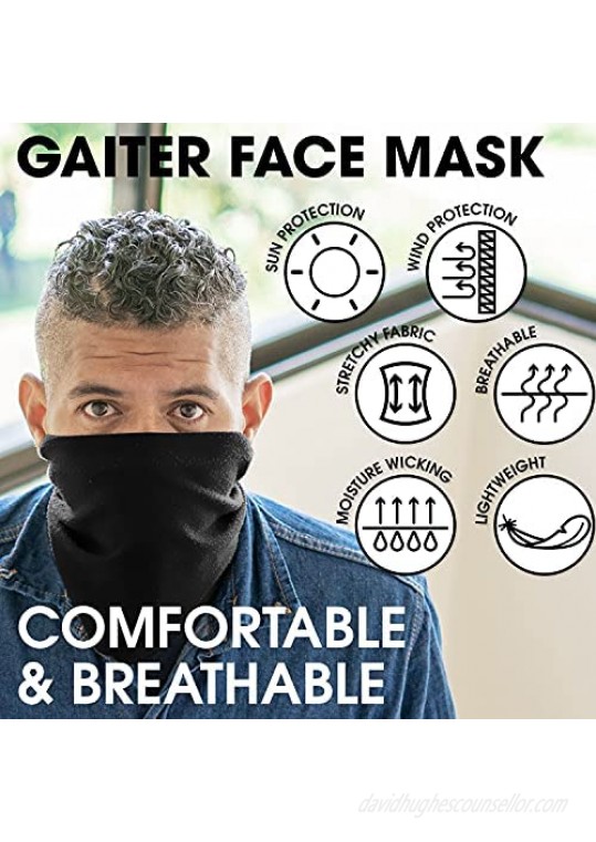Premium Neck Gaiter Face Mask - Breathable & Reusable Cloth Face Mask Bandana Balaclava for Men & Women - Cooling Moisture Wicking Light Soft Comfortable & Stylish - 2 Pack Black White