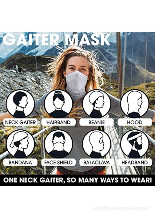 Premium Neck Gaiter Face Mask - Breathable & Reusable Cloth Face Mask Bandana Balaclava for Men & Women - Cooling Moisture Wicking Light Soft Comfortable & Stylish - 2 Pack Black White
