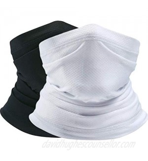 Premium Neck Gaiter Face Mask - Breathable & Reusable Cloth Face Mask Bandana Balaclava for Men & Women - Cooling  Moisture Wicking  Light  Soft  Comfortable & Stylish - 2 Pack Black  White