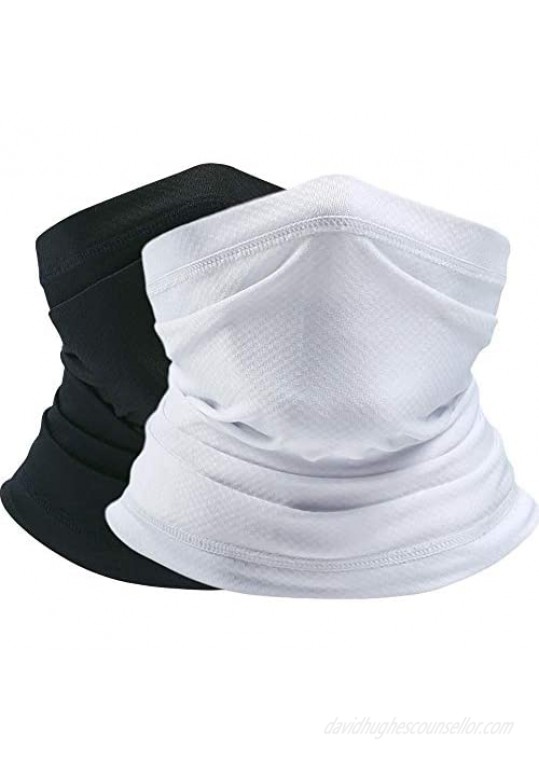 Premium Neck Gaiter Face Mask - Breathable & Reusable Cloth Face Mask Bandana Balaclava for Men & Women - Cooling  Moisture Wicking  Light  Soft  Comfortable & Stylish - 2 Pack Black  White