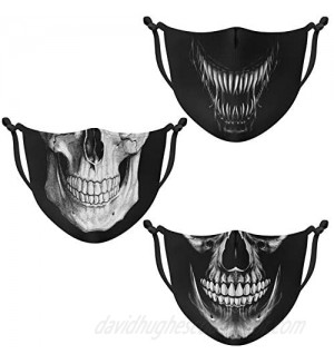 Ranmov Skull Mask for Men Women Adjustable Cloth Face Mask Animal Flag Camo