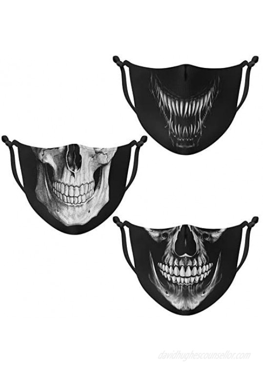 Ranmov Skull Mask for Men Women Adjustable Cloth Face Mask Animal Flag Camo