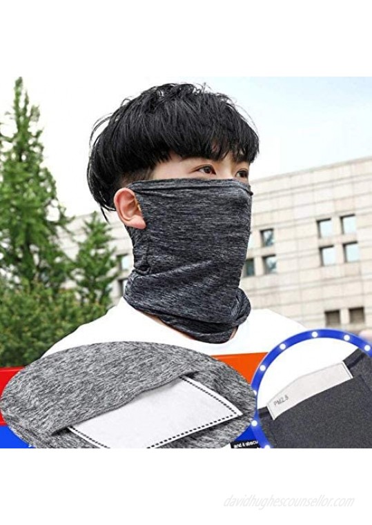 RESNR 2 Pack Neck Gaiter Face Mask with Ear Loops with Air Filter Summer UV Protection Face Cover Cooling Breathable Balaclava for Men and Women Bandanas