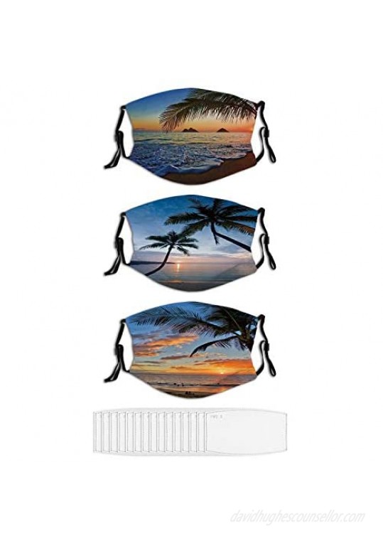 Tropical Beach Face Masks Reusable Ocean Sunset Fantastic Beach Scenery