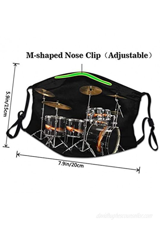 Unisex Adjustable Ear Loops Face Mask Drum Set Washable Reusable Balaclava Anti-Dust Mouth Cover Bandanas for Outdoor Home