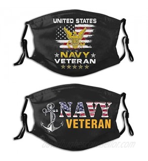 United States Navy Veteran-Face Mask with Filters  Washable Reusable Scarf Balaclava  for Women Men Adult Teens