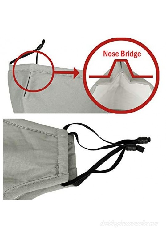 WITHMOONS 4PCS Cloth Face Mask Reusable Washable Masks with Filter Pocket Nose Wire MH93088