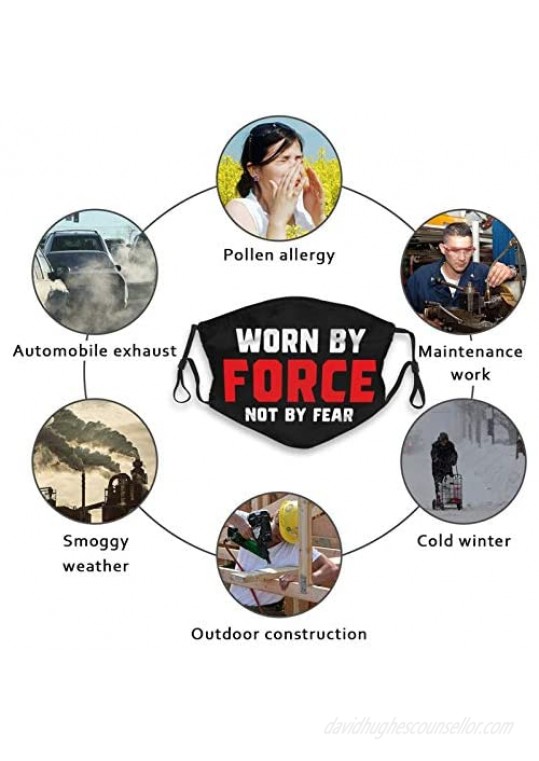 Worn by Force Not by Fear Outdoor Mask Protective 5-Layer Activated Carbon Filters Adult Men Women Bandana