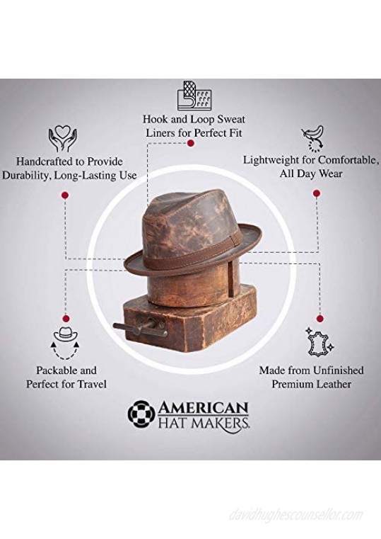 American Hat Makers Soho Leather Fedora — Handcrafted Travel Friendly