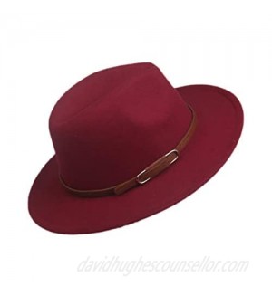 Ashy drongo Women Fedora Hat Panama Hat Medium Brim Adjustable with Leather Belt Buckle
