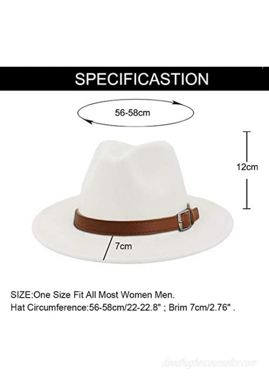 Classic Men & Women Wide Brim Fedora Panama Hat with Belt Buckle