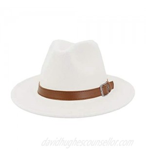 Classic Men & Women Wide Brim Fedora Panama Hat with Belt Buckle