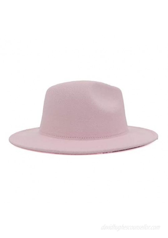 F FADVES Classic Womens Fedora Hats Color Patchwork Wide Brim Panama Church Derby Cap