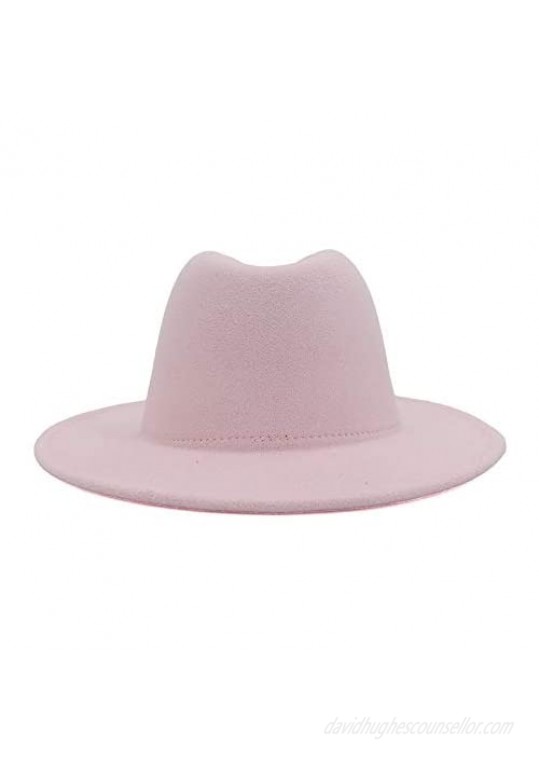 F FADVES Classic Womens Fedora Hats Color Patchwork Wide Brim Panama Church Derby Cap