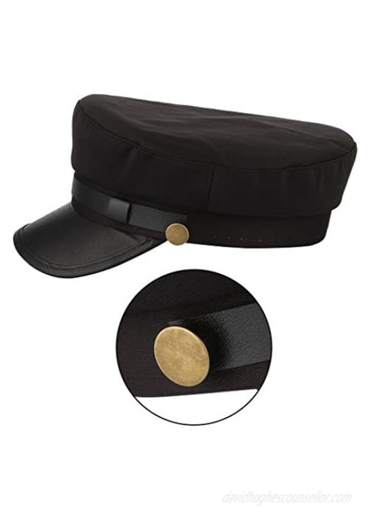 GEMVIE Unisex Classic British Flat Top Fisherman Hat Cotton Breton Fiddler Hat