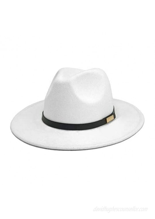 Gossifan Men's Fedora Hats with Classic Belt Wide Brim Unisex Panama Hat