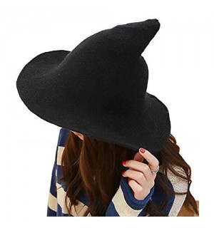Hozzi Women's Halloween Witch Hat Wool Knitted Cap for Party Cosplay Costume Accessory