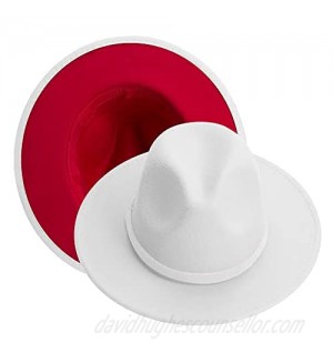 KUJUHA Fedora Hats for Women Men  Wide Brim Fedora Hat with Felt Band