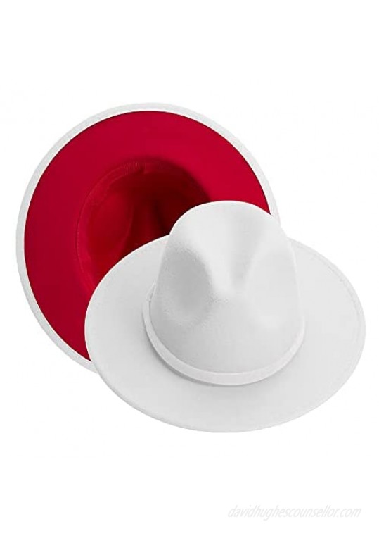 KUJUHA Fedora Hats for Women Men  Wide Brim Fedora Hat with Felt Band