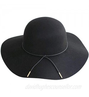 Lanzom Women Lady Retro Wide Brim Large Floppy Panama Hat Belt Wool Fedora Hat