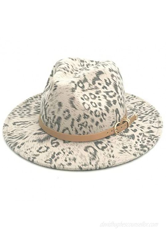 Lisianthus Women Fedora Hat Leopard Wide Brim Jazz Hat