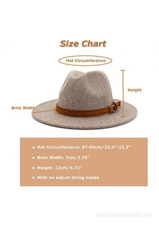 Lisianthus Womens Classic Wool Fedora with Belt Buckle Wide Brim Panama Hat