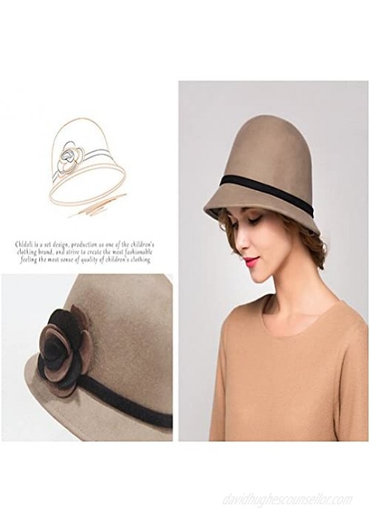 Maitose Women's Bow Wool Felt Bucket Hat