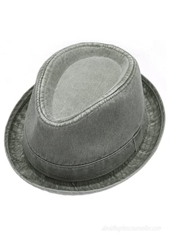 Men's Casual Vintage Style Washed Cotton Fedora Hat