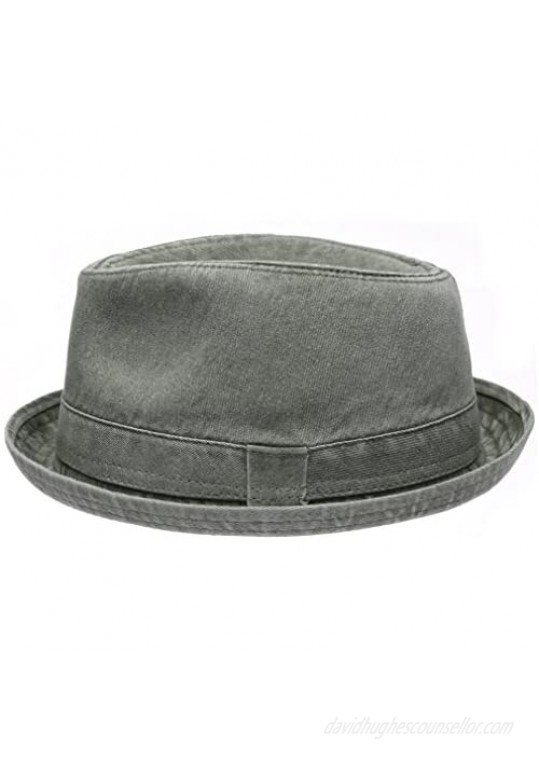 Men's Casual Vintage Style Washed Cotton Fedora Hat