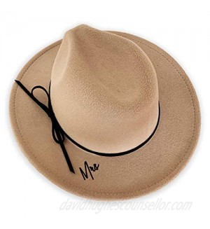 Mrs Fedora Hat Bride Engagement Photo Shoot Prop Tan Camel Fedora with Bow