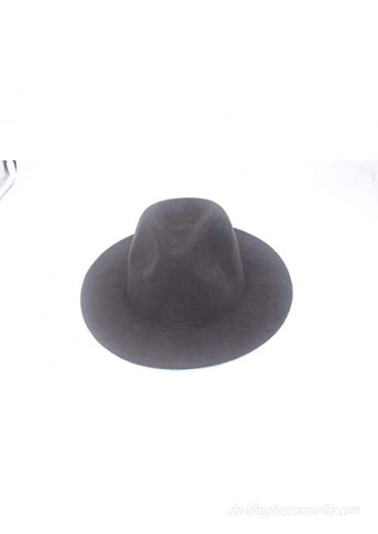 TUPWEL Women's Black Elegant Wide Brim Fedora Flat Panama Hat Cap