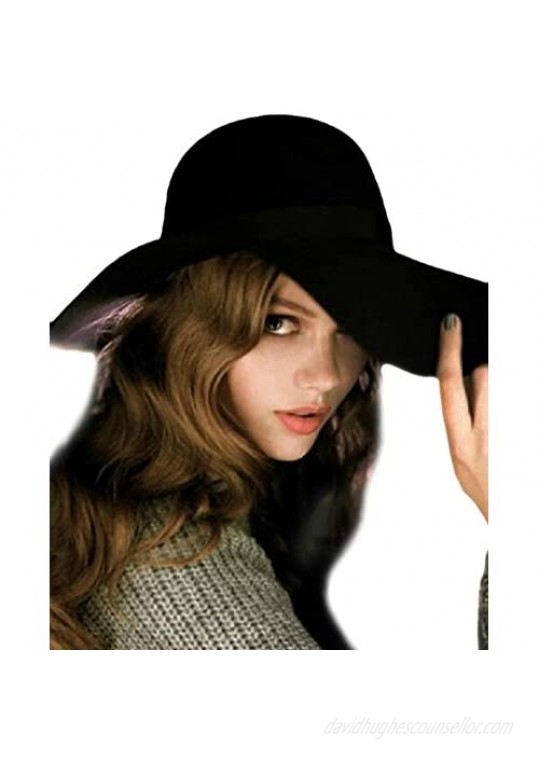 Urban CoCo Women's Foldable Wide Brim Felt Bowler Fedora Floopy Wool Hat