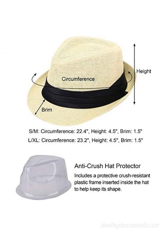 Verabella Women/Men's Summer Short Brim Straw Fedora Sun Hat