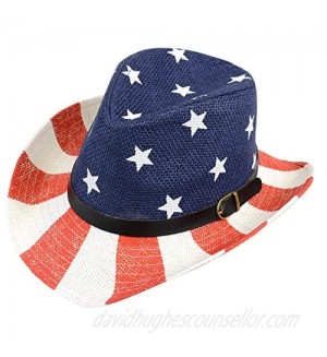 WESTEND Men's Fedora 4th of July Hat with Stars and Stripes Original American Hat