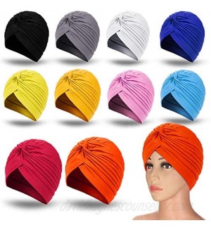 10 Pieces Stretch Polyester Turbans Head Bennie Cover India's Hat Twisted Headwrap