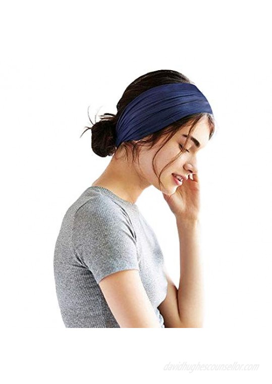 12 Pack Women's Headbands Elastic Hair Bands Workout Running Turban Headwrap Non Slip Sweat Yoga Hair Wrap for Girls