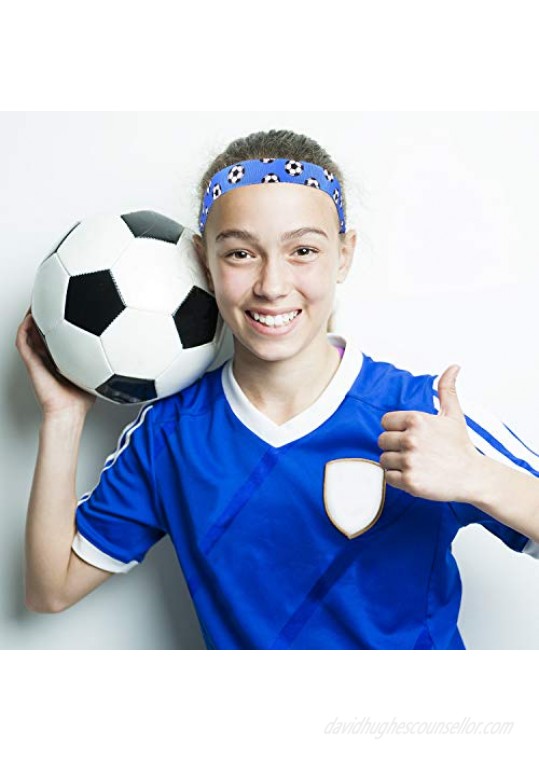 4 Pieces Non-slip Soccer Headband Adjustable Football Hairband for Girl Sport (Black Blue Rose Red Light Blue)