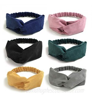 6 Pack Headbands for Women  Vintage Women's Headbands Headwraps Twisted Cross Elastic Hair Band Accessories Turban Plain Headwrap for Yoga Workout