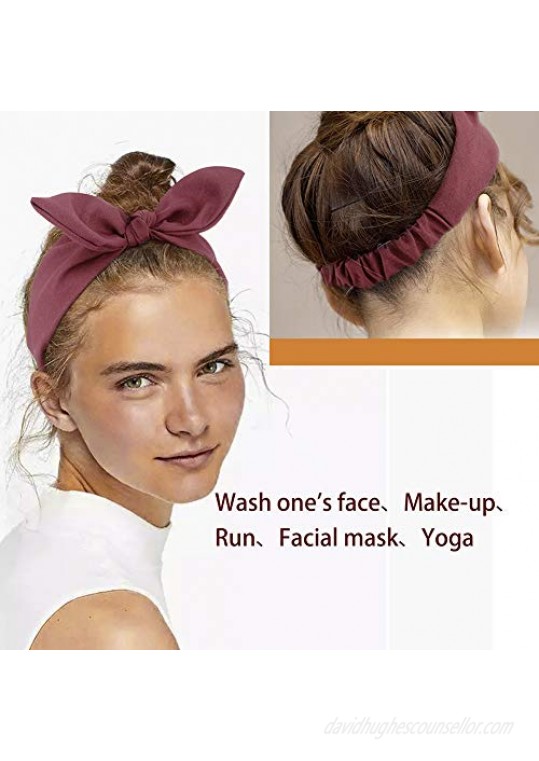 6 Pcs Hogoo Headbands for Women Cute Bow Headbands Vintage Solid Color Stretchy Hair Bands Fashion Turban Fabric Headband Headwrap Hair Accessories for Women