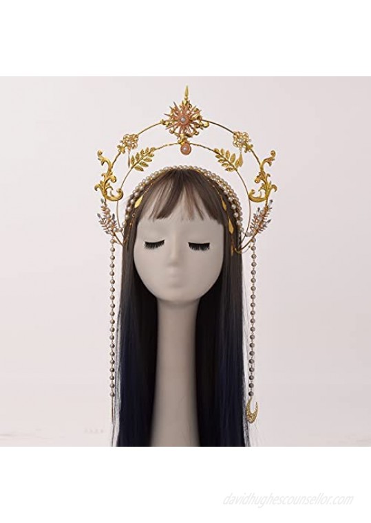 BLESSUME Halo Crown Mary Goddess Headband Women's Halloween Costume Goddess Headpiece
