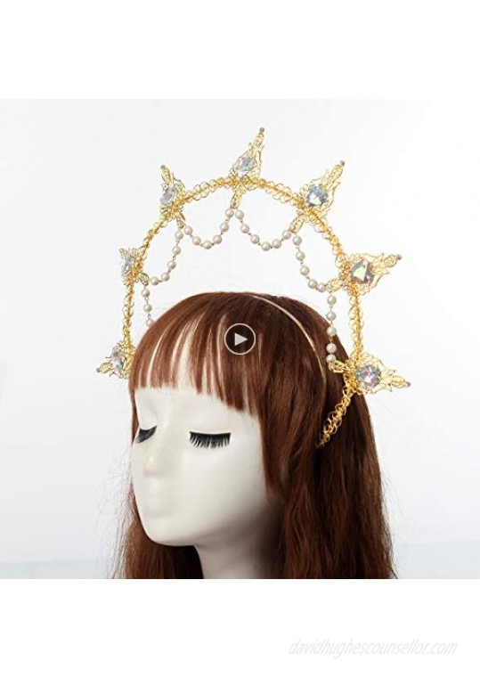 BLESSUME Halo Crown Mary Goddess Headband Women's Halloween Costume Goddess Headpiece