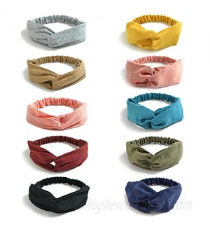 DRESHOW 10 Pack Boho Headbands for Women Girls Criss Cross Elastic Hair Bands Yoga Flower Headwraps Accessories