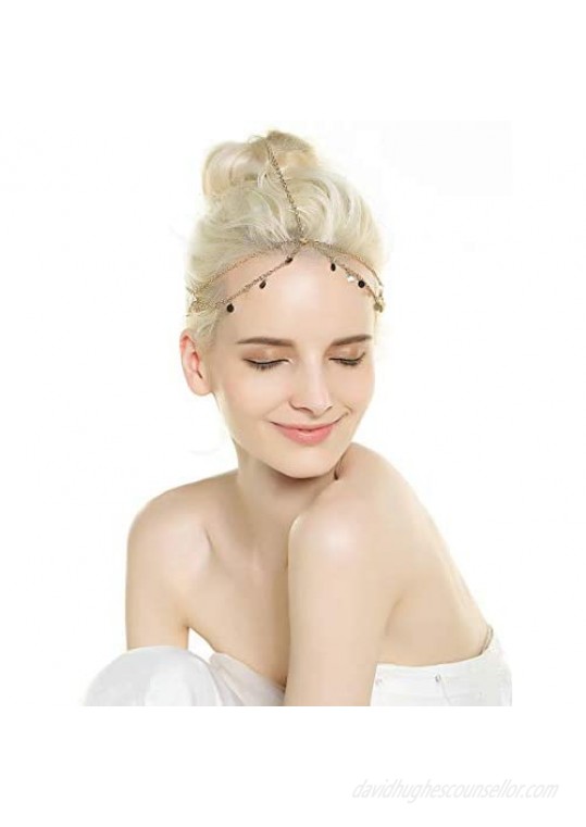 Jstyle 6Pcs Gold Head Chain Jewelry for Women Bridal Bohemian Halloween Headband Hair Headpiece