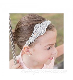 Missgrace Flower Gilr Silver Crystal Rhinestones Headband Wedding Hair Accessories Hair Jewelry for Wedding and Girls