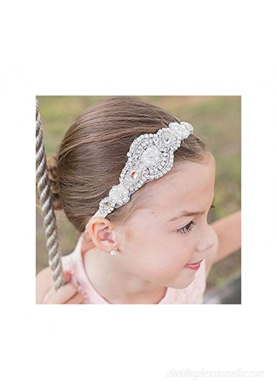 Missgrace Flower Gilr Silver Crystal Rhinestones Headband Wedding Hair Accessories Hair Jewelry for Wedding and Girls