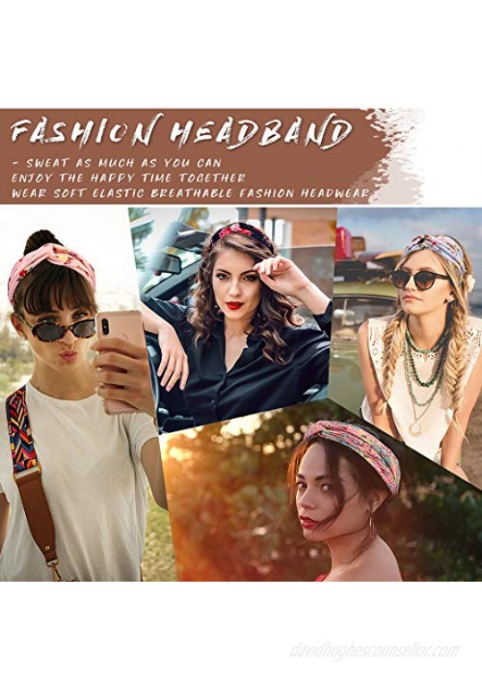 Ordenado 4 Pack Women's Headbands Elastic Turban Head Wrap Floal Style Hair Band